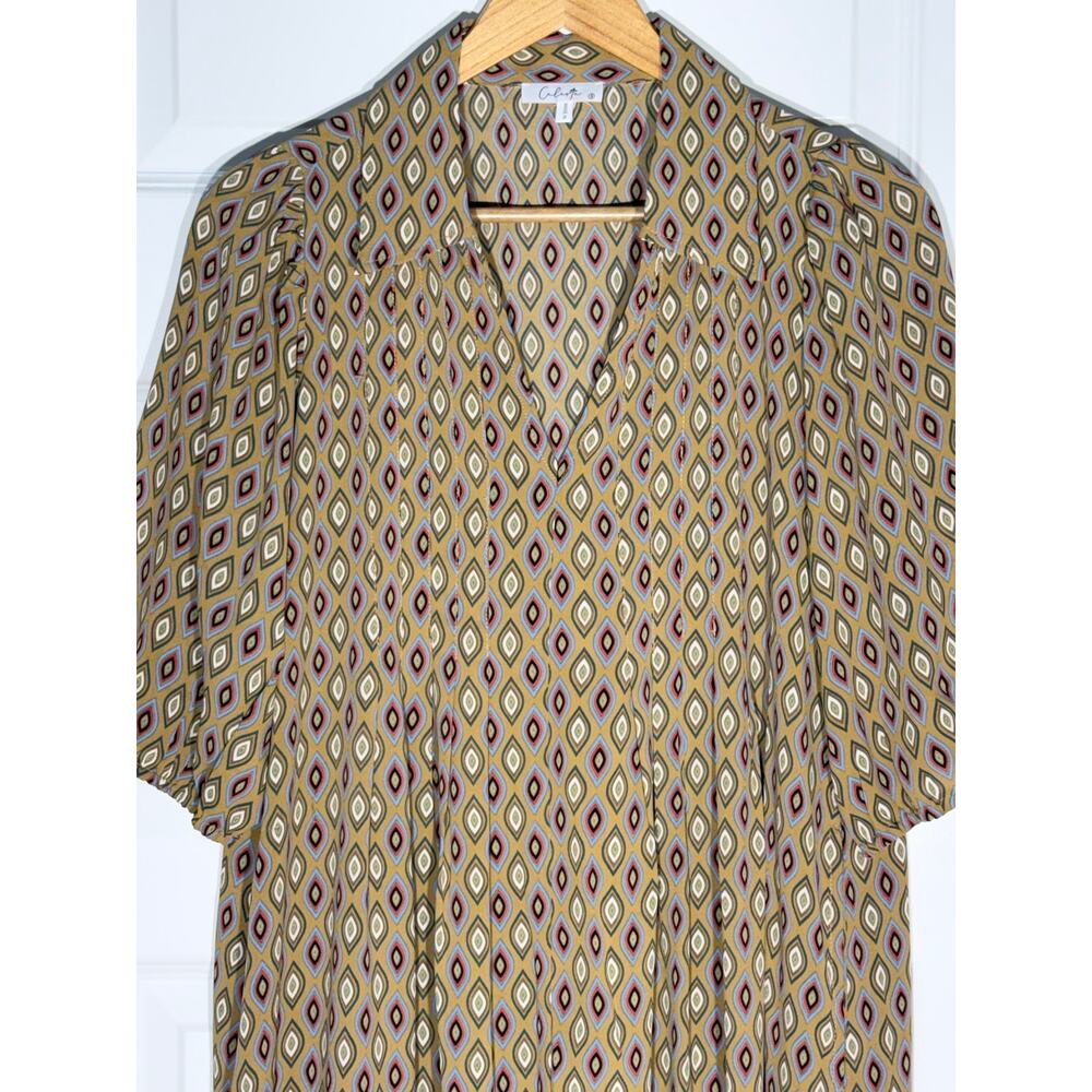 Calista Midi Shirt Dress in a Geometric Medallion Print, Women's Size S - Picture 4 of 8